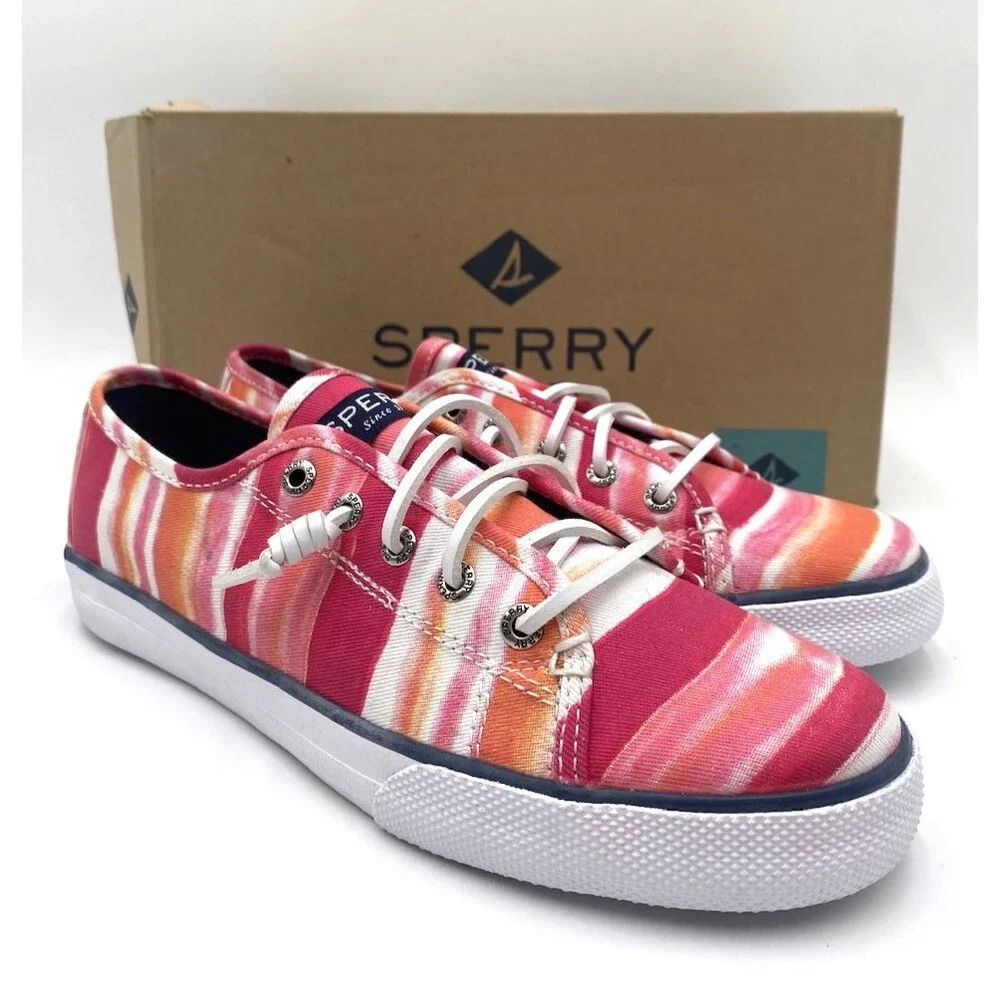 Sperry SEACOAST Girls' NEW Sneakers Pink Watercolor Multiple Sizes